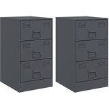 Furnova Nočna omarica 2 kosa antracit 34,5x39x62 cm jeklo, (21927224) | Shoptok.si