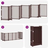 vidaXL Ograda za pse z vrati zložljiva 9 panelov rjava 450 cm les | Shoptok.si