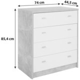 Mömax komoda 4-you new, bela, barva hrasta | Shoptok.si