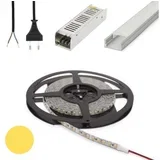 set 5x 1m alu profil mat + led trak 9,6w/m 3000k 5m + napajalnik 60w + priključna vrvica