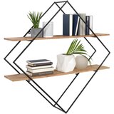 Ambia Home STENSKI REGAL 107/107/26 cm barve akacije, temno siva | Shoptok.si