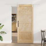 vidaXL Drsna vrata s kompletom strojne opreme 83x202 cm iz trdnega borovega lesa, Notranja vrata 'ORKDAL'83x202x4 cm iz trdnega borovega lesa Cene