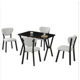 Hanah home Set Trpezarijski sto i 4 stolice Elma Cream Black | Eponuda.com