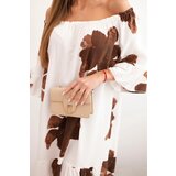 Kesi Włoski Women's viscose dress with a floral pattern brown | ePonuda.com