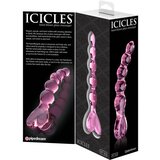 Icicles No. 43 - stekleni dildo v obliki srca s kroglicami (roza) | Shoptok.si