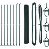 vidaXL Heksagonalna ograja Zelena 1.2x10 m Jeklo, Ograjne stebre s podložkami 7 kos Ø32mm 68.5cm Galvanizirano jeklo | Shoptok.si