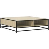 vidaXL Klubska mizica sonoma hrast 100x100x30 cm inž. les in kovina | Shoptok.si