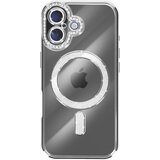 AVIZAR Ovitek za iPhone 17, združljiv z MagSafe, z okrasnim obodom iz kristalov, Srebrna, (5000189300) | Shoptok.si