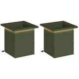  Vrtna posuda za sadnju s LED svjetlom 2 kom. Maslinastozelena - Maslinastozelena 30 x 30 x 30 cm 2 | shoptok.hr