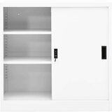 vidaXL Pisarniška omara z drsnimi vrati bela 90x40x90 cm jeklo | Shoptok.si