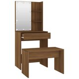  Set toaletnog stolića LED boja hrasta od konstruiranog drva Smeđa 60 x 40 x 140 cm | shoptok.hr