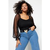 Trendyol Curve Black Sleeves Tulle Woven Blouse Cene