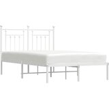  Metalni okvir za krevet s uzglavljem bijeli 135x190 cm | shoptok.hr