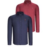 Dewberry DUAL SET G725 MENS SHIRT-NAVY BLUE- BURGUNDY Cijene
