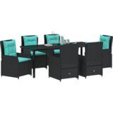  Set za Jelo za Vrt od 7 Dijelova Crni Polu Ratan | shoptok.hr