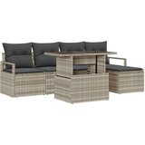  6-dijelni Vrtni Sofa Set s Jastučićima Svjetlosivi Poli Ratan 2-sjedalo Vrtni Sofa s Pohranom i Jastučićima Sivi Poli Ratan Cijene
