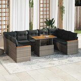 vidaXL 10-dijelni set vrtnih sofa poliratan i bagrem s jastucima sivi Cijene