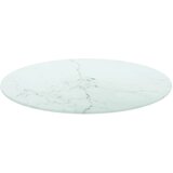 Stolna ploča bijela Ø 50 x 0,8 cm staklena s mramornim uzorkom | shoptok.hr