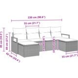 vidaXL 6-dijelni set vrtnog namještaja s jastucima bež poli ratan, 2-sjedalo vrtne sofe s jastucima bež poli ratan | shoptok.hr