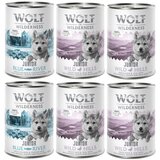 Wolf of Wilderness mešano pakiranje - 6 x 400 g Junior miks: 4x raca & teletina, 2x piščanec & losos | Shoptok.si