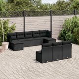  10-dijelni set vrtnih sofa s jastucima crni od poliratana | shoptok.hr