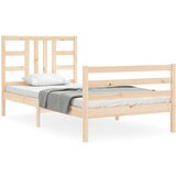 The Living Store Posteljni okvir z vzglavjem 100x200 cm trden les - Posteljni Okvir, (21527834) | Shoptok.si