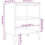  Noćni ormarić s metalnim nogama boja sivog hrasta 40x30x50 cm | Eponuda.ba