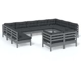  Vrtna sedežna garnitura 11-delna z blazinami siva borovina, (20674800) | Shoptok.si