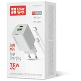 AC Punjač GaN Mini 35W PD Port PPS USB (Type-C PD + USB QC4.0) s Type-C kabelom