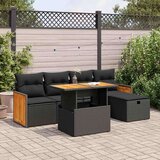 vidaXL Vrtna sedežna garnitura 6-delna z blazinami črna poli ratan | Shoptok.si