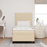  Postelja s škatlo z vzmetnico Bež 90x200 cm Tkanina, (22083090) | Shoptok.si