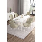 Hanah home Are - White, Cream WhiteCream Extendable Dining Table & Chairs Set (7 Pieces) | ePonuda.com