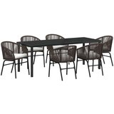 vidaXL 7-delni set jedilnice za vrt Rjavi poli ratan | Shoptok.si