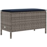 Vrtni otoman Siva i tamnoplava 80 x 38 x 42 cm PE ratan | shoptok.hr