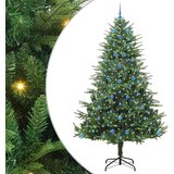 vidaXL Umjetna predsvetljena božićna jelka s kompletom kroglica Zelena | Shoptok.si