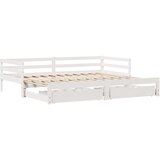 vidaXL izvlečna dnevna postelja s predali bela 80x200cm trdna borovina, (21303808) | Shoptok.si