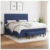 vidaXL Box spring postelja z vzmetnico modra 180x200 cm blago