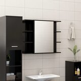 vidaXL Kopalniška omarica z ogledalom črna 80x20,5x64 cm iverna plošča Cene