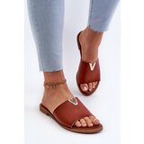EVENTO PE1 Women's Eco Leather Flat Heel Slippers Brown Maliha | Shoptok.si
