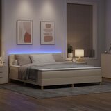 LED Box Spring Krevet s LED trakama Krema 180 x 200 cm tkanina Slike