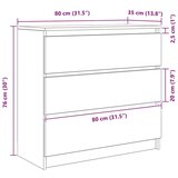  Komoda boja dimljenog hrasta 80x35x76 cm konstruirano drvo Slike