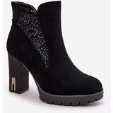 Boto Warm Women's Ankle Boots With High Heel And Embroidery Black Verissae | Shoptok.si