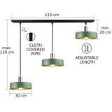  Luster na sajli HAKI 3xE27/60W/230V zelena/crna/sjajni hrom | Eponuda.com