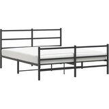 Furnova Kovinski posteljni okvir z vzglavjem in vznožjem črn 150x200 cm, (21940574) | Shoptok.si