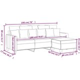  Trosjed s tabureom tamnosivi 180 cm od tkanine | shoptok.hr