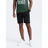 Ombre Turn-up men's denim short shorts with stitching - black