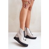 Kesi Lacquered wedge ankle boots insulated with D&A light grey Cijene