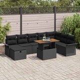  Sjedeća garnitura za vrt 9 kom. Crna poliratan 297,5 x 187,5 x 85 cm | shoptok.hr