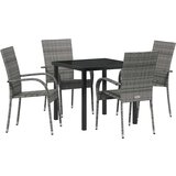 vidaXL Vrtni set za objed 5 pcs Siva Poli ratan | shoptok.hr