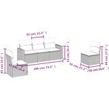 vidaXL Vrtna sedežna garnitura 5-delna z blazinami črn poli ratan, (21208779) | Shoptok.si